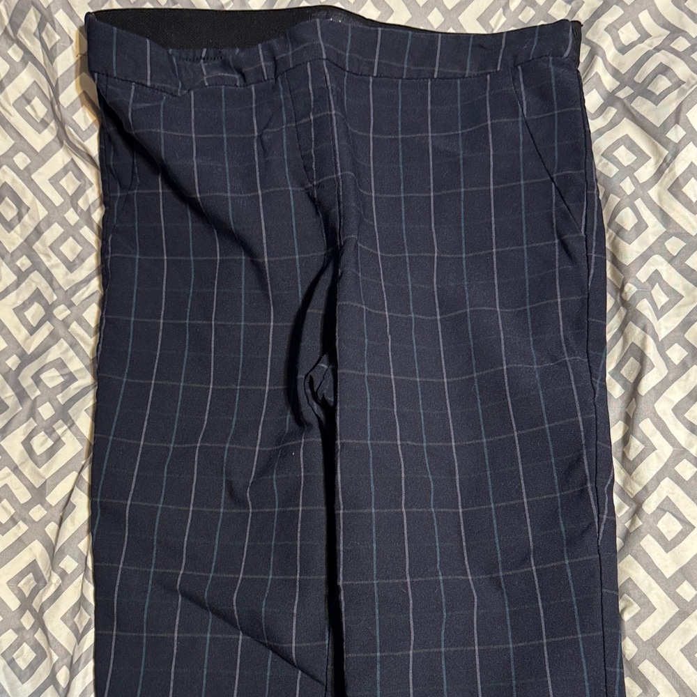 Chic Black Checkered Straight Leg Pants
